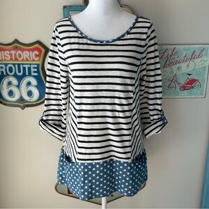 Anthropologie Postmark Fairley Striped Polka Dot Tunic Top